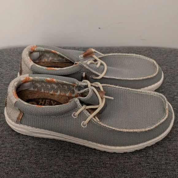 Hey Dude Wally Knit Cobblestone Men's Casual Gray White Shoes - Picture 3 of 16